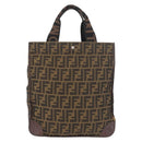 FENDI Zucca Canvas Hand Bag Black Brown Auth 180023-2