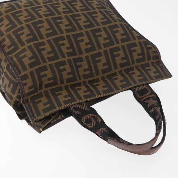FENDI Zucca Canvas Hand Bag Black Brown Auth 180023