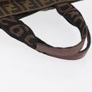 FENDI Zucca Canvas Hand Bag Black Brown Auth 180023-7