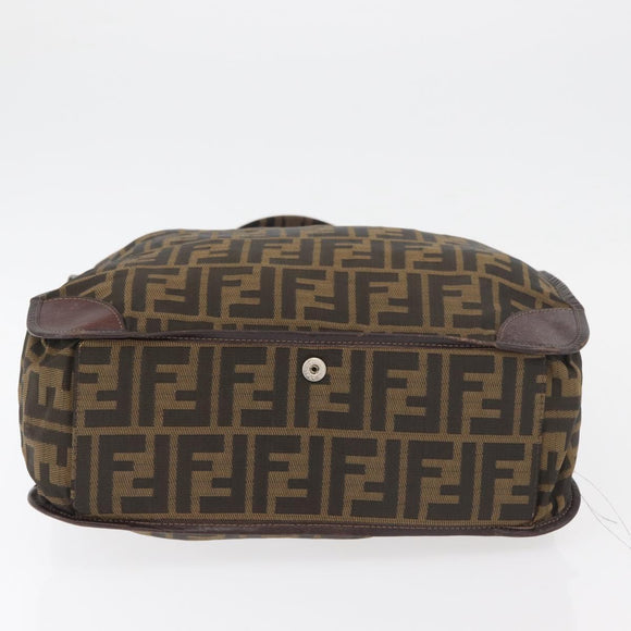 FENDI Zucca Canvas Hand Bag Black Brown Auth 180023