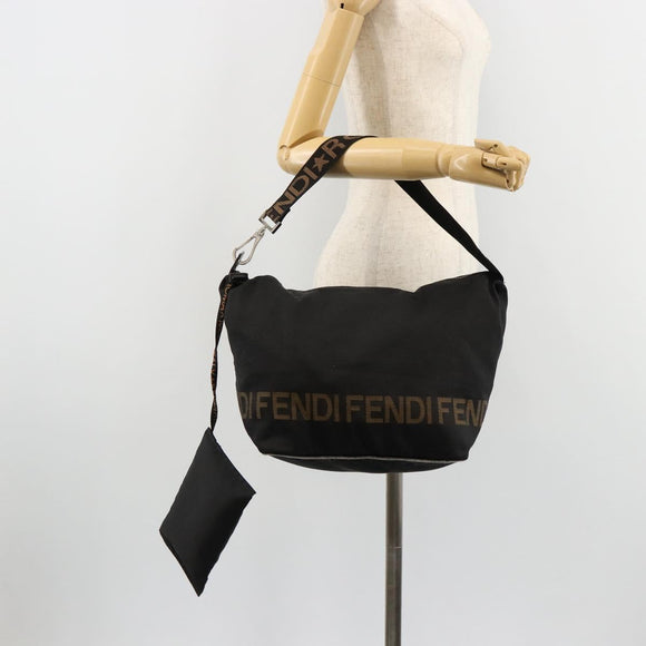 FENDI Umhängetasche Nylon Schwarz Gold Original 180024