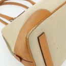 PRADA Hand Bag Canvas Beige Silver Auth 180028-16
