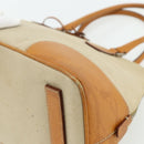 PRADA Hand Bag Canvas Beige Silver Auth 180028-17