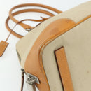 PRADA Hand Bag Canvas Beige Silver Auth 180028-8
