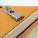 PRADA Hand Bag Canvas Beige Silver Auth 180028-18