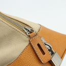 PRADA Hand Bag Canvas Beige Silver Auth 180028-10