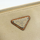 PRADA Hand Bag Canvas Beige Silver Auth 180028-20