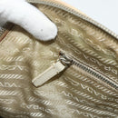 PRADA Hand Bag Canvas Beige Silver Auth 180028-24