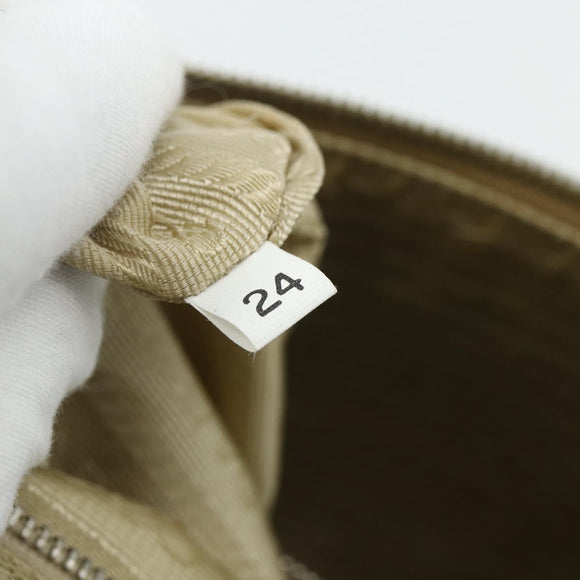 PRADA Hand Bag Canvas Beige Silver Auth 180028