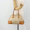 PRADA Hand Bag Canvas Beige Silver Auth 180028-26