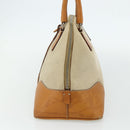 PRADA Hand Bag Canvas Beige Silver Auth 180028-3