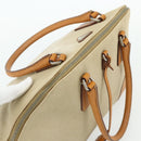 PRADA Hand Bag Canvas Beige Silver Auth 180028-6