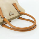 PRADA Hand Bag Canvas Beige Silver Auth 180028-7