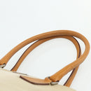 PRADA Hand Bag Canvas Beige Silver Auth 180028-14
