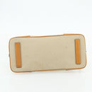 PRADA Hand Bag Canvas Beige Silver Auth 180028-5