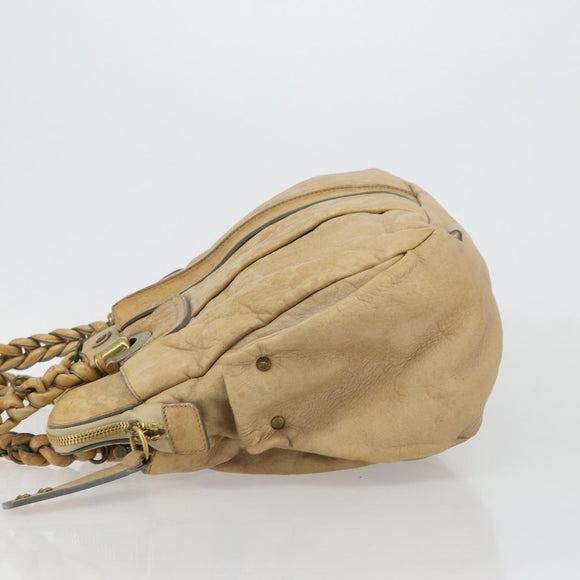 Chloe Hand Bag Leather Beige Gold Auth 180029