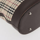 BURBERRY Nova Check Tote Bag Canvas Leather Beige Silver Auth 180030-11