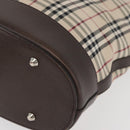 BURBERRY Nova Check Tote Bag Canvas Leather Beige Silver Auth 180030-14