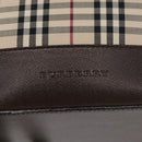 BURBERRY Nova Check Tote Bag Canvas Leather Beige Silver Auth 180030-15