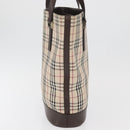 BURBERRY Nova Check Tote Bag Canvas Leather Beige Silver Auth 180030-5