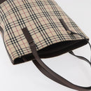 BURBERRY Nova Check Tote Bag Canvas Leather Beige Silver Auth 180030-7