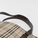 BURBERRY Nova Check Tote Bag Canvas Leather Beige Silver Auth 180030-9