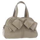 SAINT LAURENT Hand Bag Patent leather Gray Silver Auth 180031A-1
