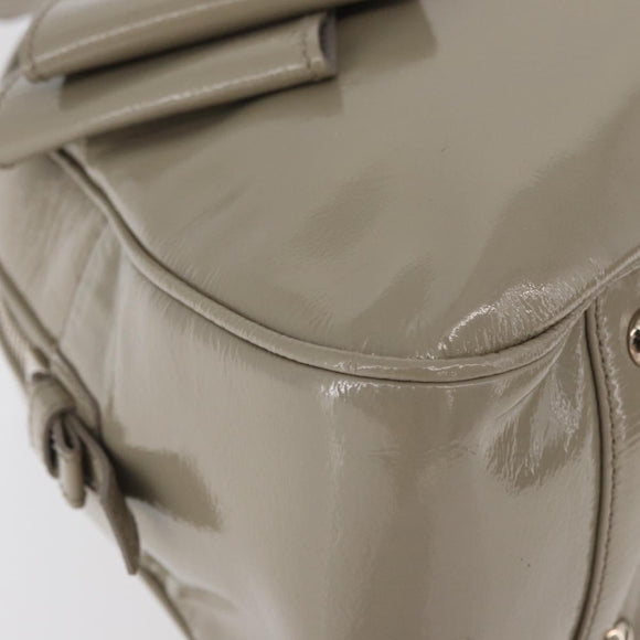 SAINT LAURENT Hand Bag Patent leather Gray Silver Auth 180031A