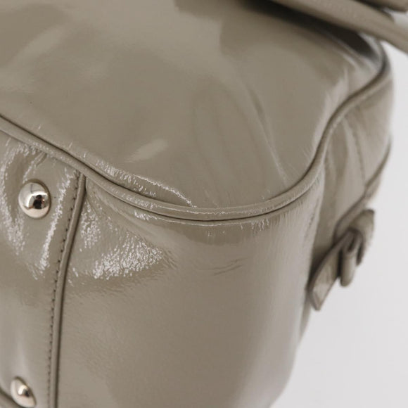 SAINT LAURENT Hand Bag Patent leather Gray Silver Auth 180031A