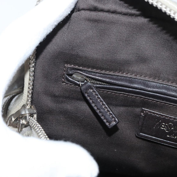 SAINT LAURENT Hand Bag Patent leather Gray Silver Auth 180031A