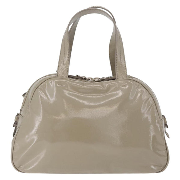 SAINT LAURENT Hand Bag Patent leather Gray Silver Auth 180031A