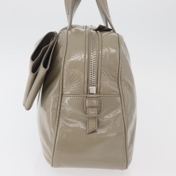 SAINT LAURENT Hand Bag Patent leather Gray Silver Auth 180031A