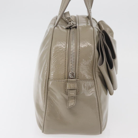 SAINT LAURENT Hand Bag Patent leather Gray Silver Auth 180031A