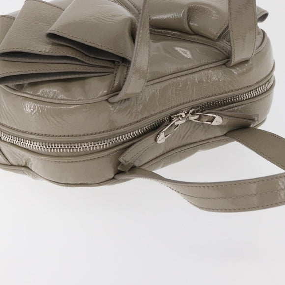 SAINT LAURENT Hand Bag Patent leather Gray Silver Auth 180031A