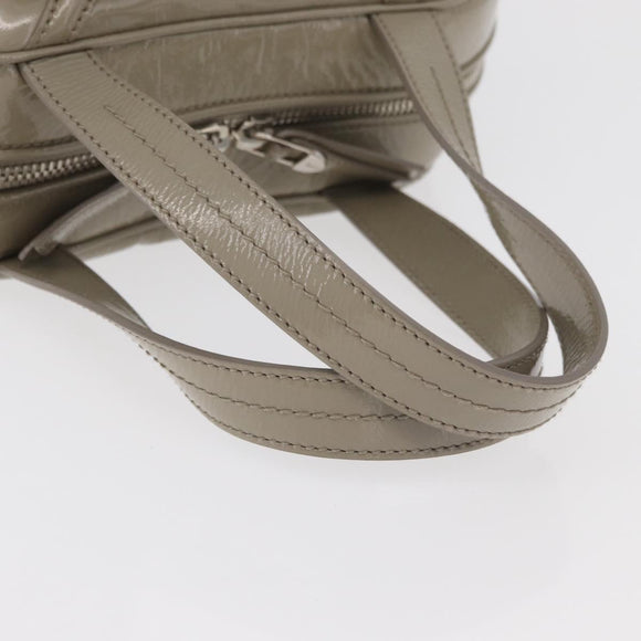 SAINT LAURENT Hand Bag Patent leather Gray Silver Auth 180031A