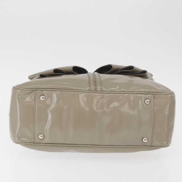 SAINT LAURENT Hand Bag Patent leather Gray Silver Auth 180031A