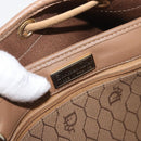 Christian Dior Honeycomb Canvas Shoulder Bag PVC Beige Gold Auth 180032-11