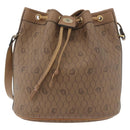 Christian Dior Honeycomb Canvas Shoulder Bag PVC Beige Gold Auth 180032-13