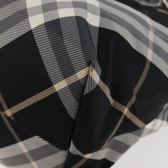 BURBERRY Nova Check Blue Label Tote Bag Nylon Black Silver Auth 180034