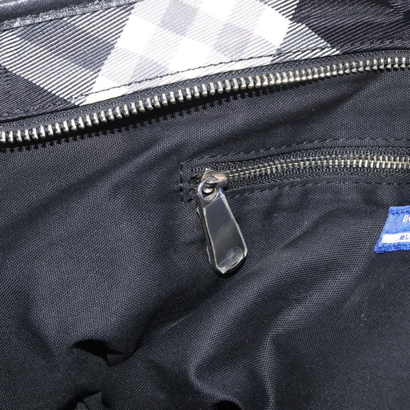 BURBERRY Nova Check Blue Label Tote Bag Nylon Black Silver Auth 180034