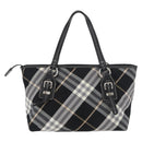 BURBERRY Nova Check Blue Label Tote Bag Nylon Black Silver Auth 180034-2
