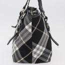 BURBERRY Nova Check Blue Label Tote Bag Nylon Black Silver Auth 180034-4