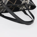 BURBERRY Nova Check Blue Label Tote Bag Nylon Black Silver Auth 180034-7