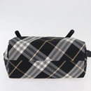 BURBERRY Nova Check Blue Label Tote Bag Nylon Black Silver Auth 180034-5