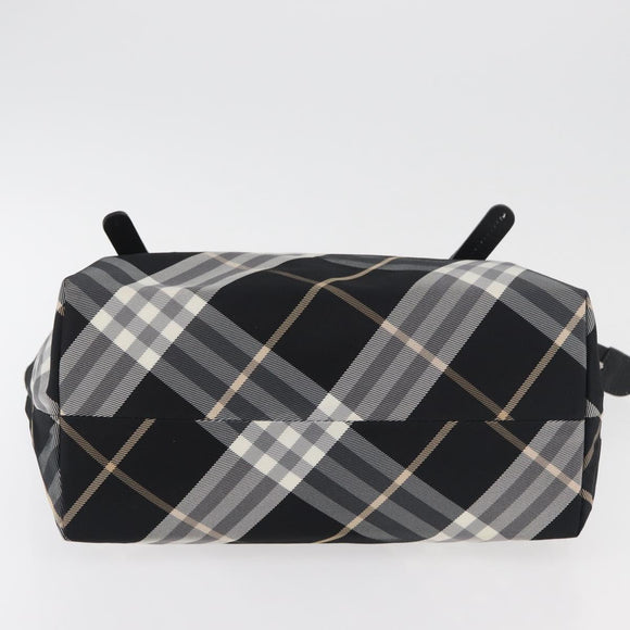 BURBERRY Nova Check Blue Label Tote Bag Nylon Black Silver Auth 180034