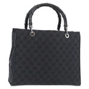 GUCCI Bamboo GG Canvas Hand Bag Black Silver 89 02 997 Auth 180040-1