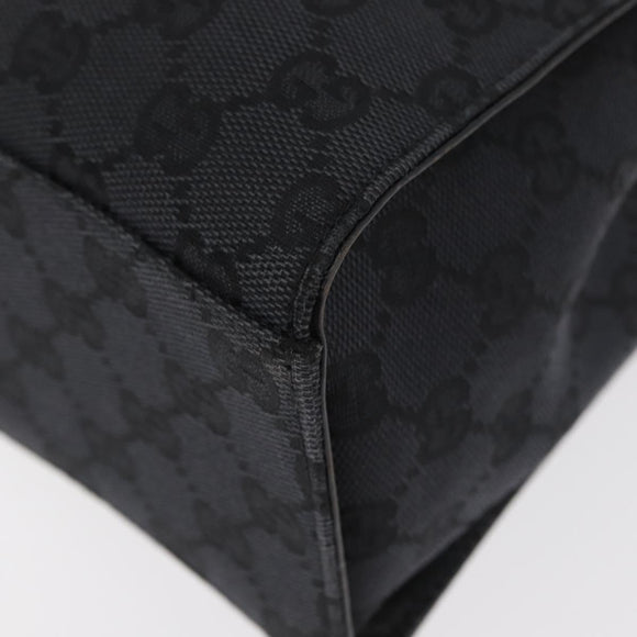 GUCCI Bamboo GG Canvas Hand Bag Black Silver 89 02 997 Auth 180040