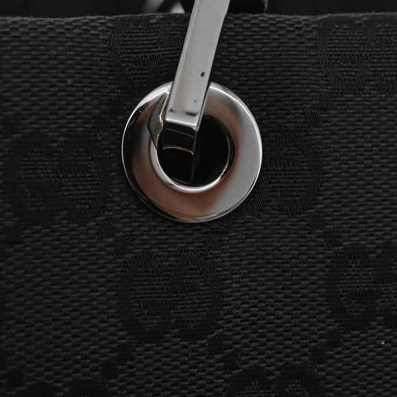 GUCCI Bamboo GG Canvas Hand Bag Black Silver 89 02 997 Auth 180040