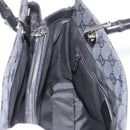 GUCCI Bamboo GG Canvas Hand Bag Black Silver 89 02 997 Auth 180040-18