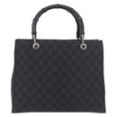 GUCCI Bamboo GG Canvas Hand Bag Black Silver 89 02 997 Auth 180040-2